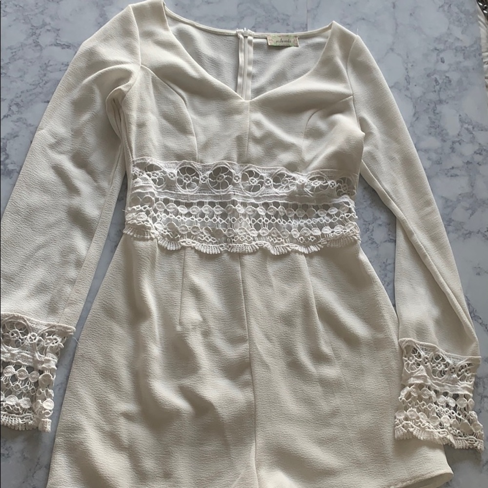 Solemio Long Sleeve White / Cream Romper